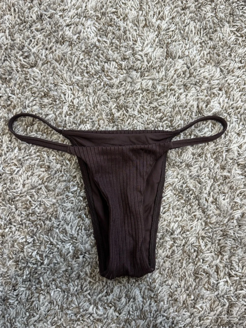 Monday swimwear espresso wide ribbed bikini bottoms petite